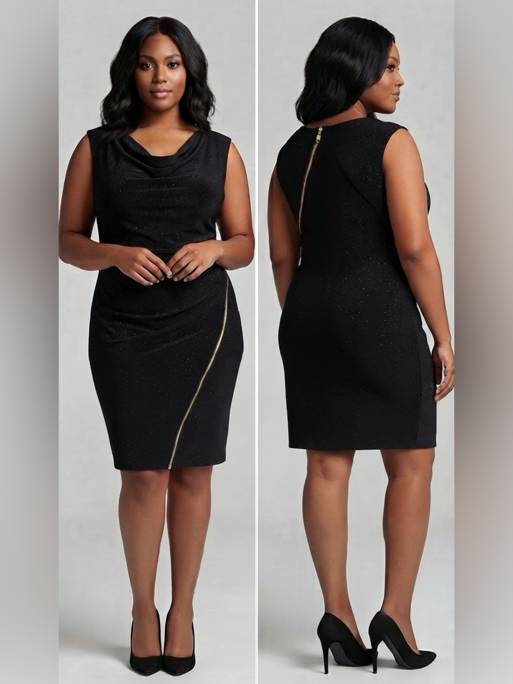 Allen B. by Allen Schwartz Black Shimmer Bodycon Dress - Size Large